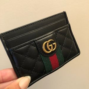 Black Gucci GG Web Card Holder